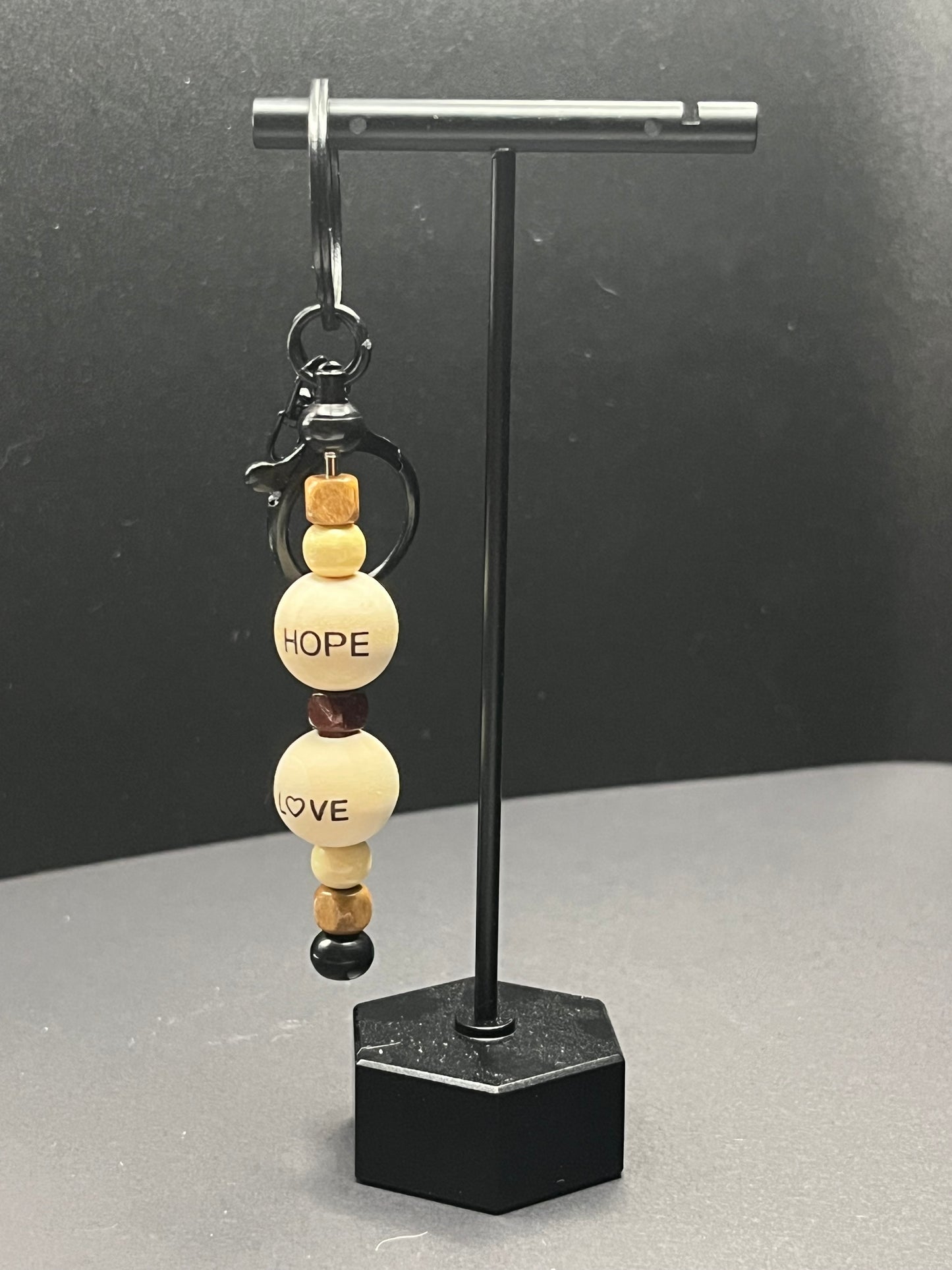 Wooden Beaded Christian Keychain