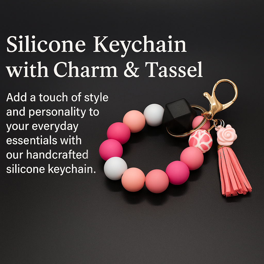 Silicone Keychain with Charm/Tassel