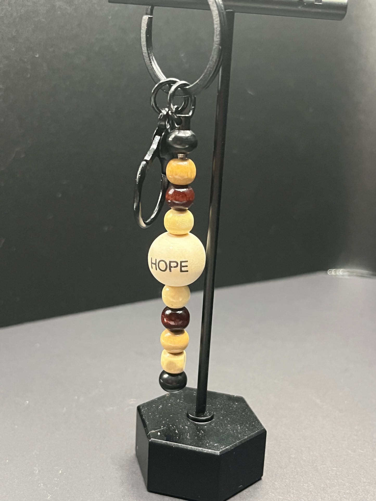 Wooden Beaded Christian Keychain