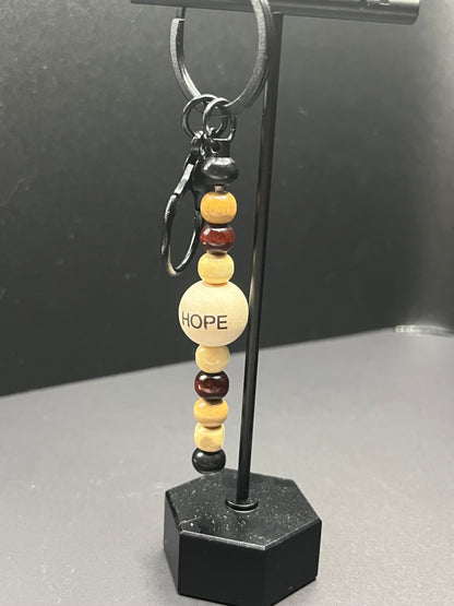 Wooden Beaded Christian Keychain