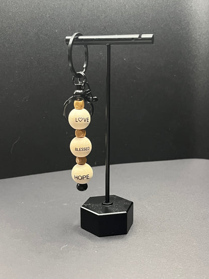Wooden Beaded Christian Keychain
