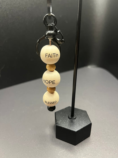 Wooden Beaded Christian Keychain