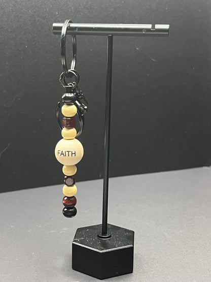Wooden Beaded Christian Keychain