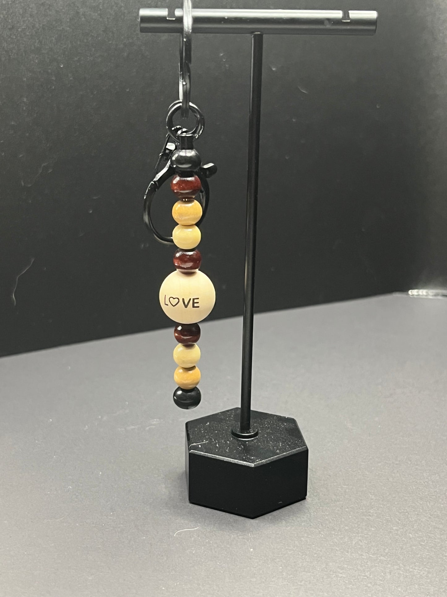 Wooden Beaded Christian Keychain