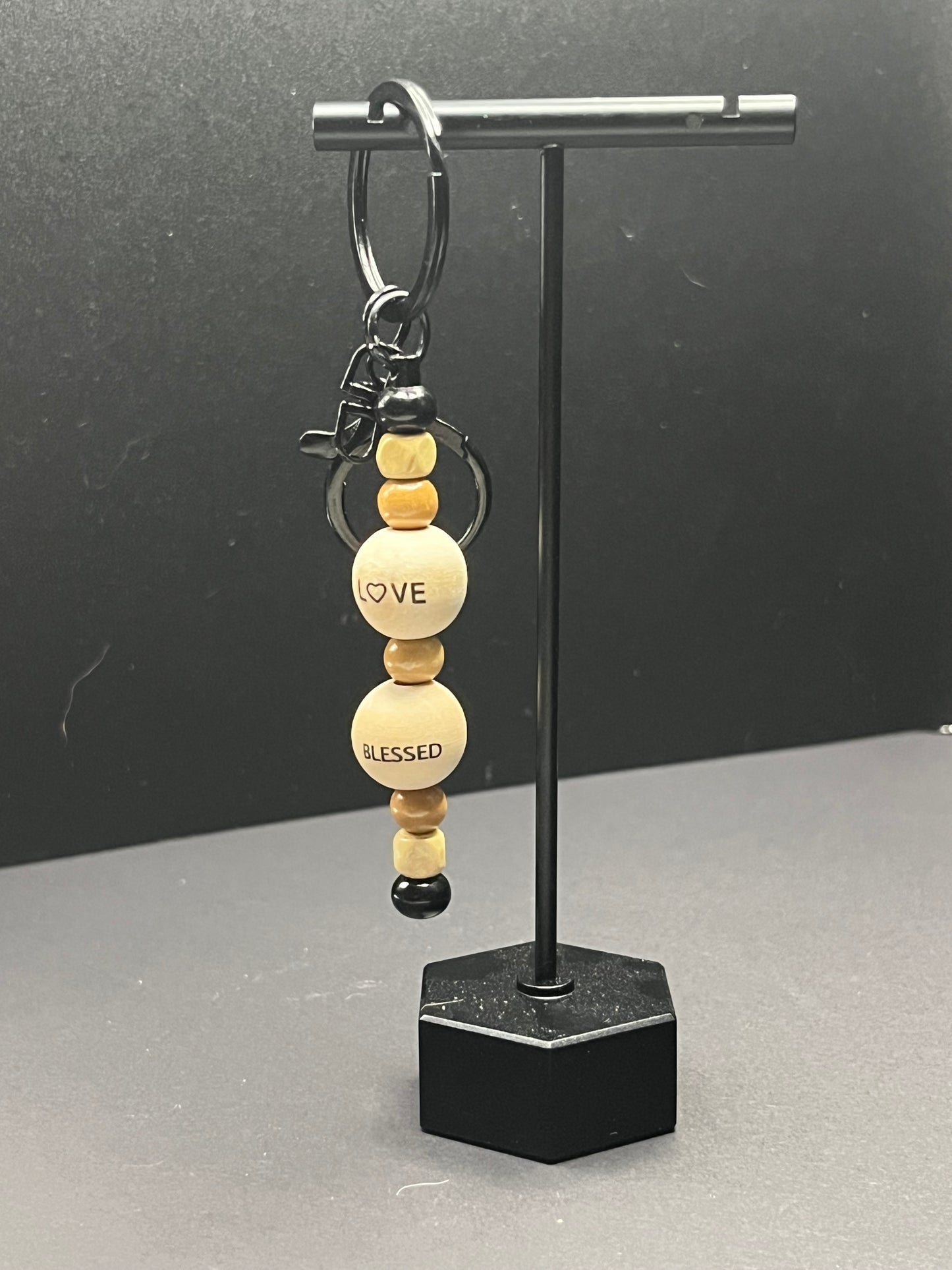 Wooden Beaded Christian Keychain